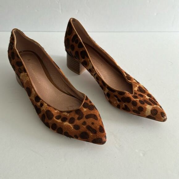 Anthropologie Imogen Block Heel Animal Print Size 6.5 Calf Hair - Picture 1 of 8